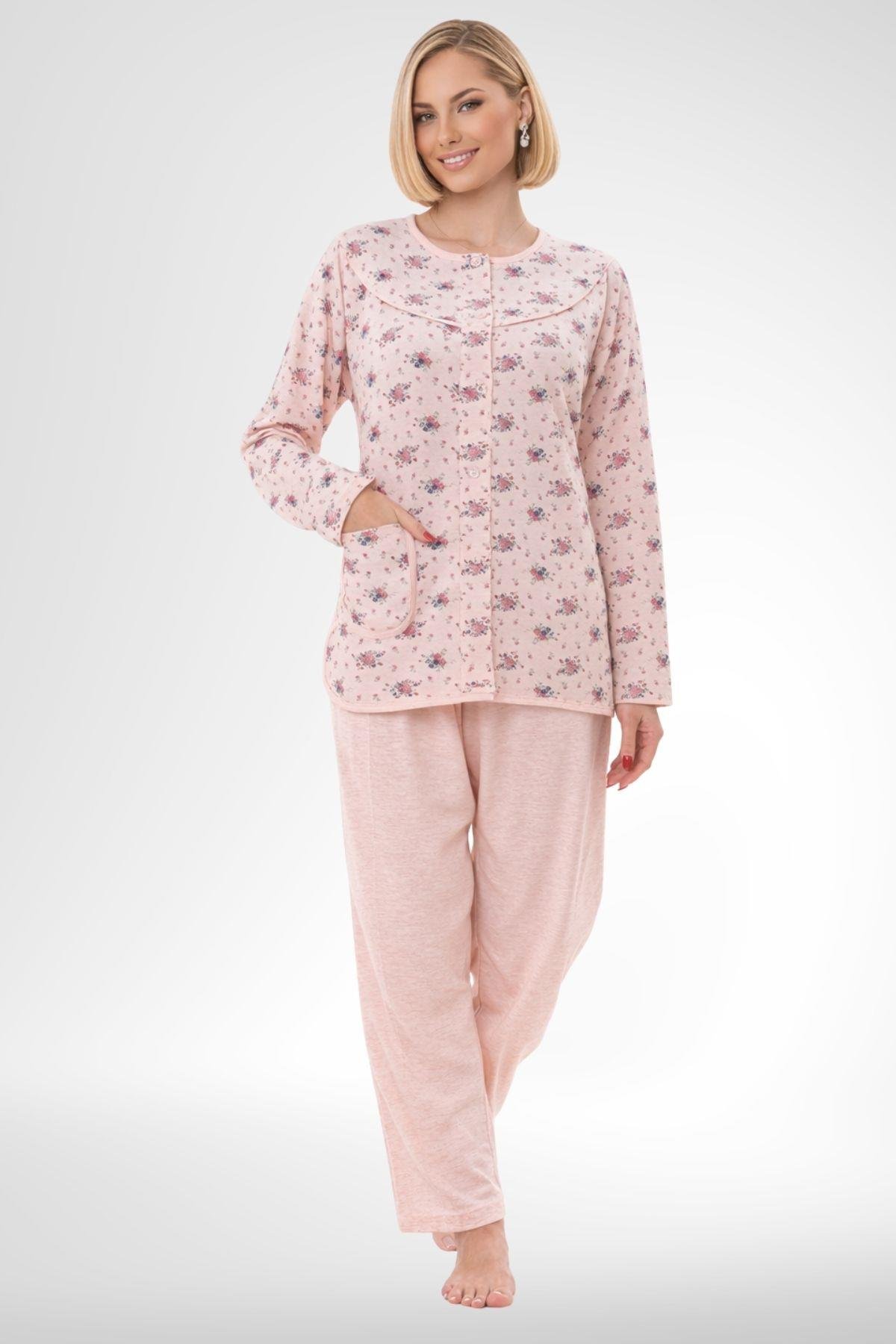 MECİT PİJAMAMecit 6321 Pudra Büyük Beden Kadın Sabahlık Pijama Gecelik Set