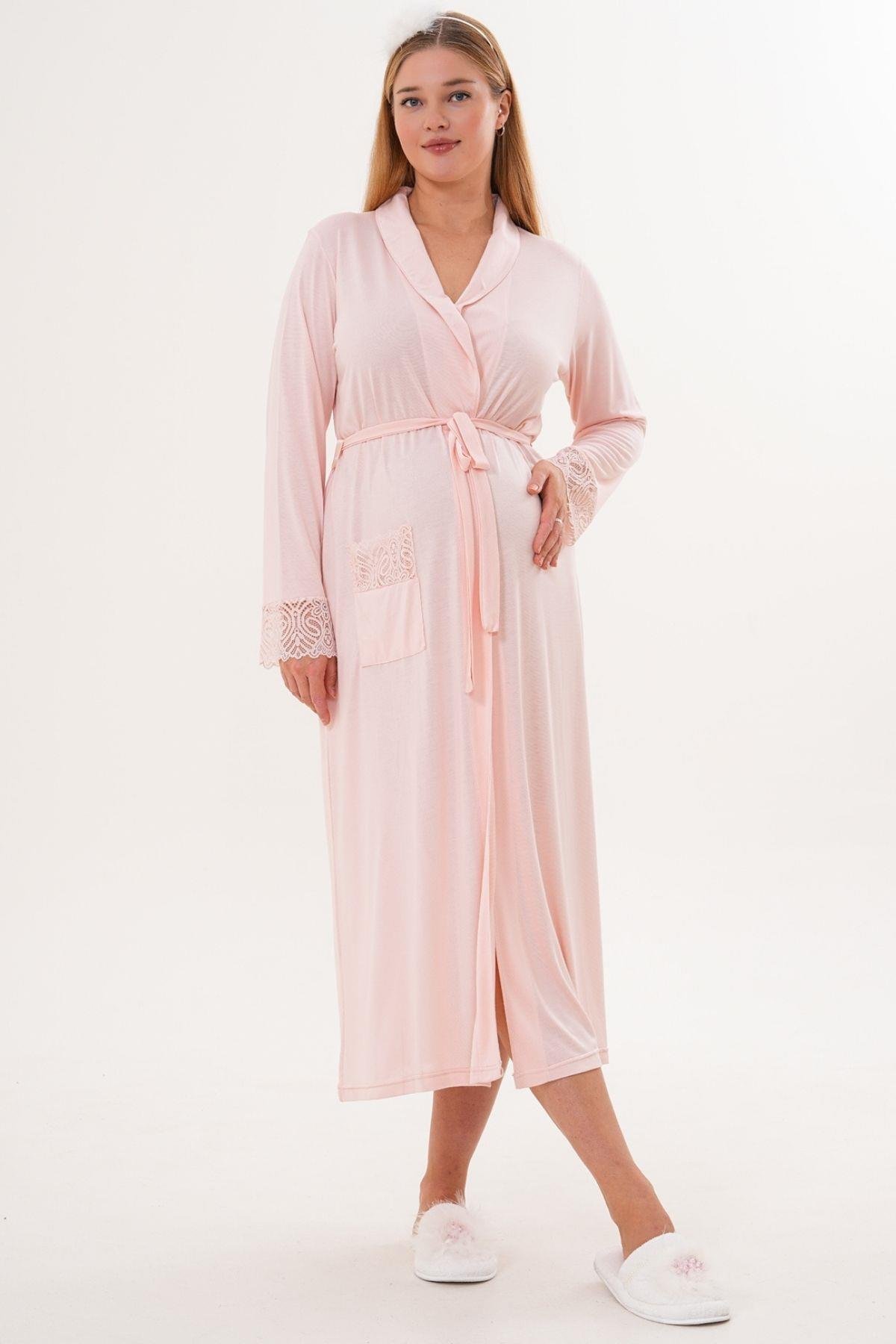 MECİT PİJAMAMecit 6330 Pudra Sabahlıklı Lohusa Pijama Takımı