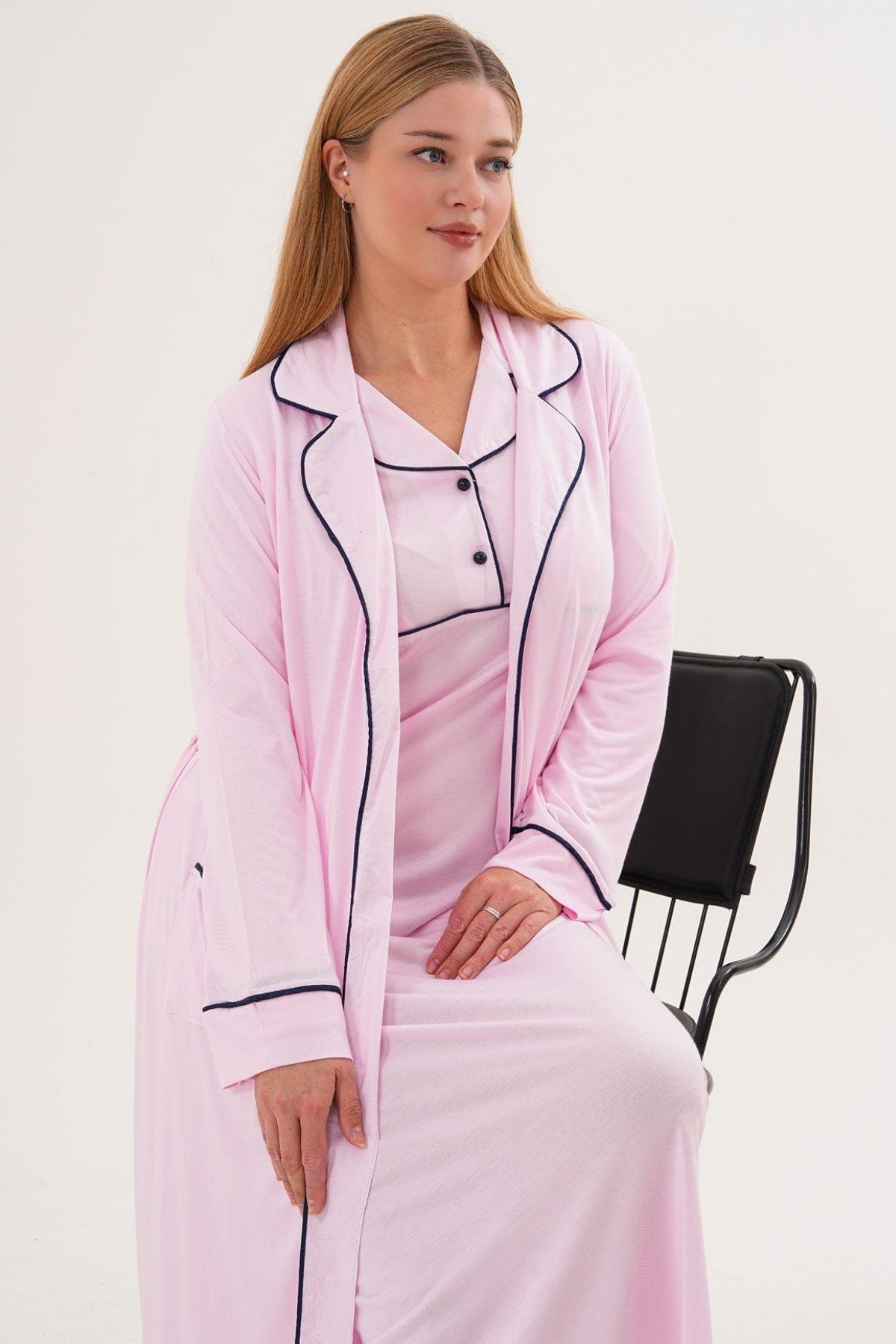 MECİT PİJAMAMecit 6334 Pembe Kadın Sabahlıklı Gecelik Takım