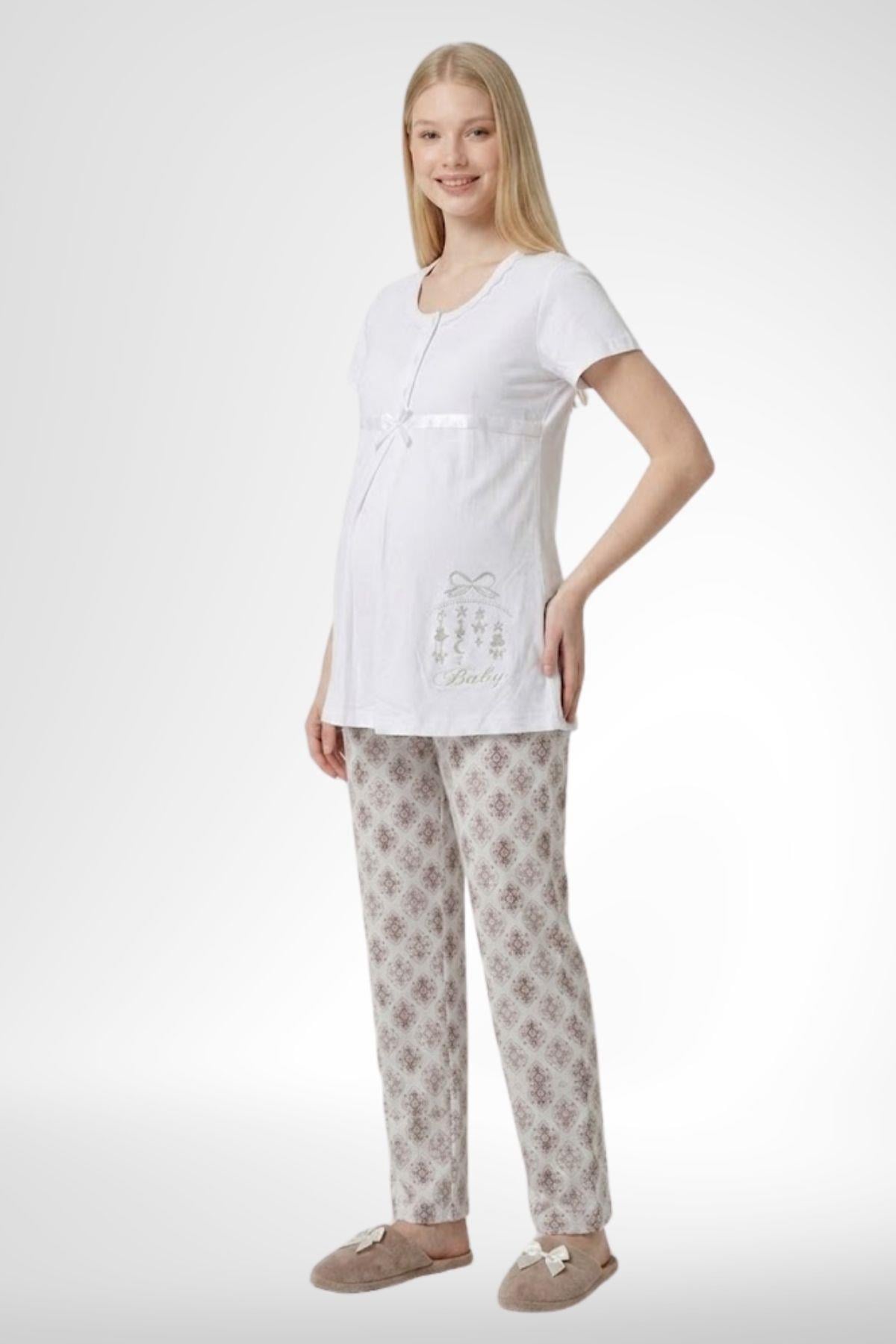 MECİT PİJAMAMecit 6350 Ekru Hamile Lohusa Pijama Takımı