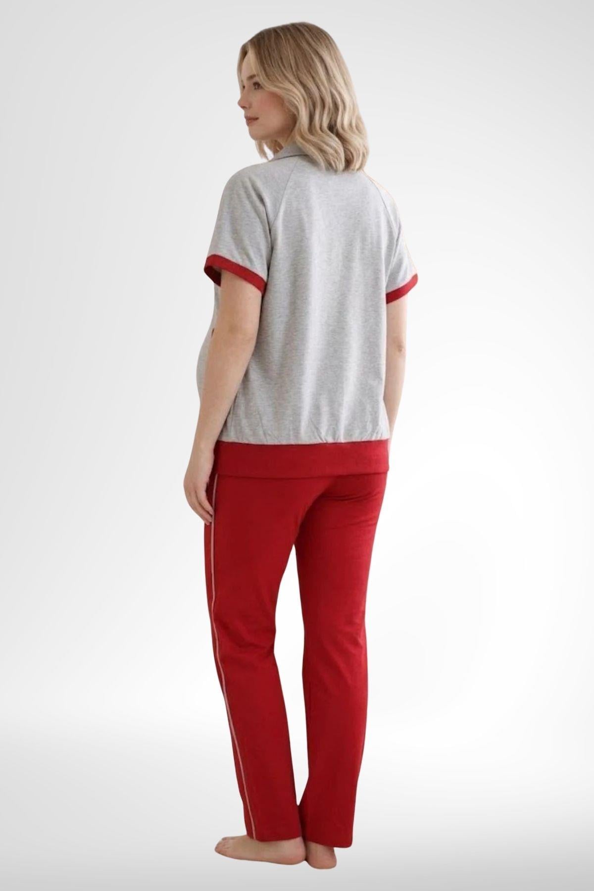 MECİT PİJAMAMecit 6352 Kırmızı 3'lü Hamile Lohusa Pijama Takımı