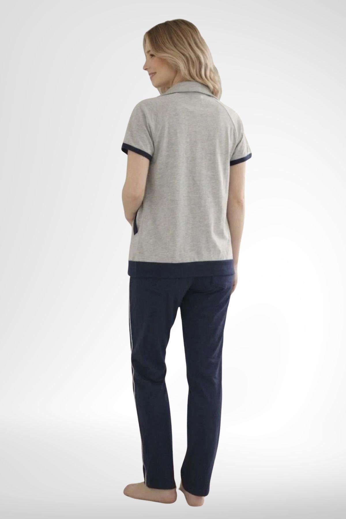 MECİT PİJAMAMecit 6352 Lacivert 3'lü Hamile Lohusa Pijama Takımı