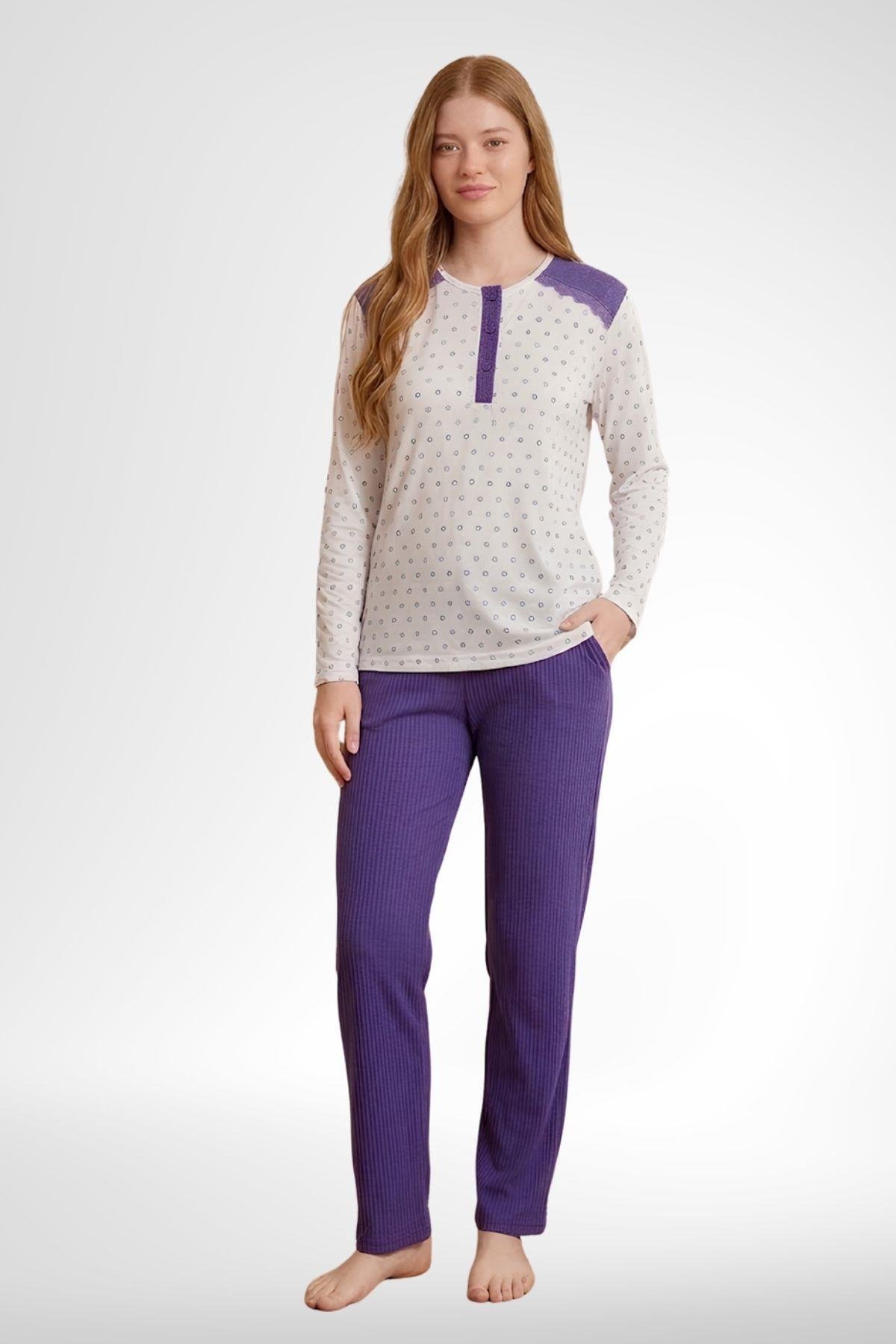 MECİT PİJAMAMecit 6355 Mor Büyük Beden Kadın Pijama Takımı