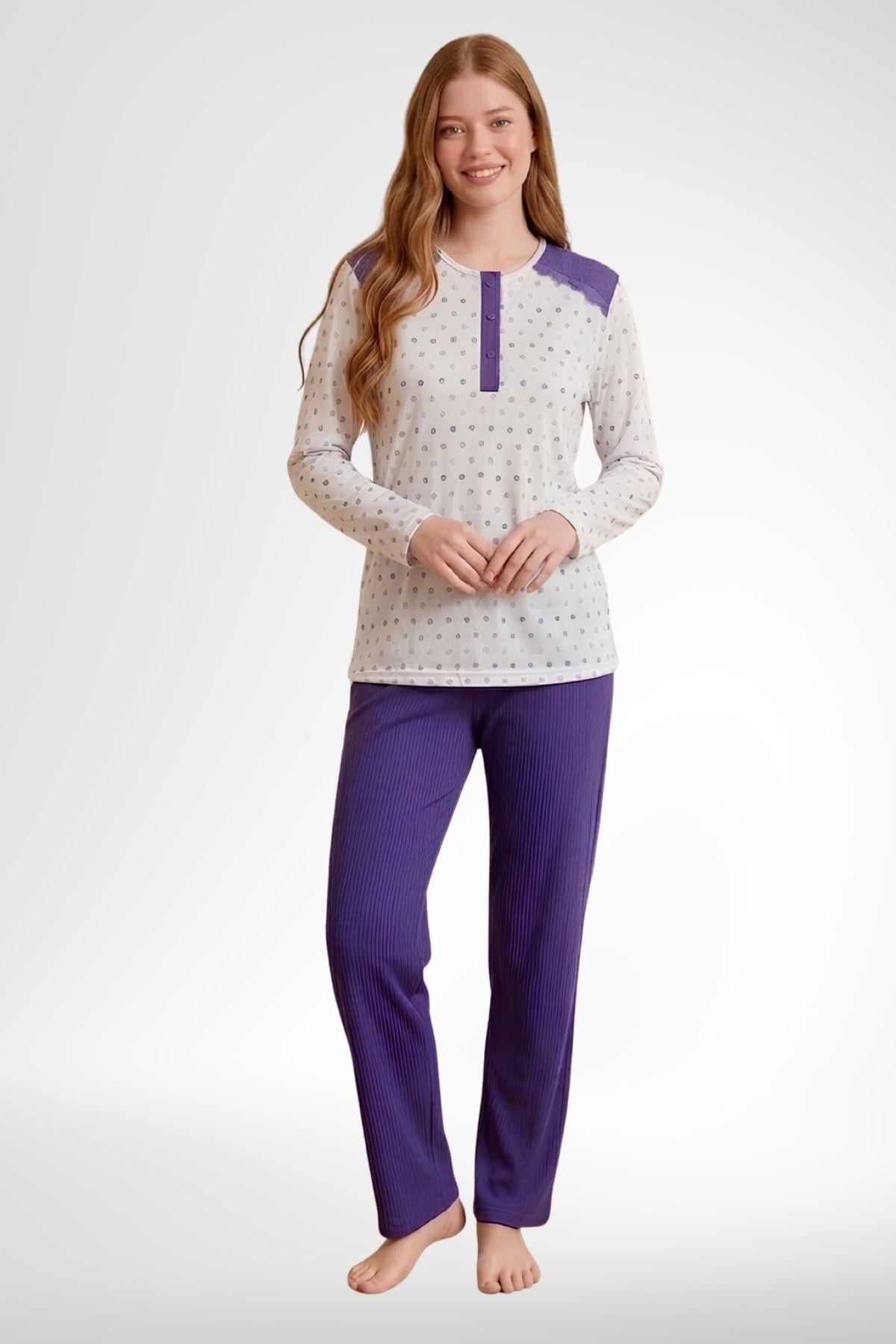 MECİT PİJAMAMecit 6355 Mor Büyük Beden Kadın Pijama Takımı