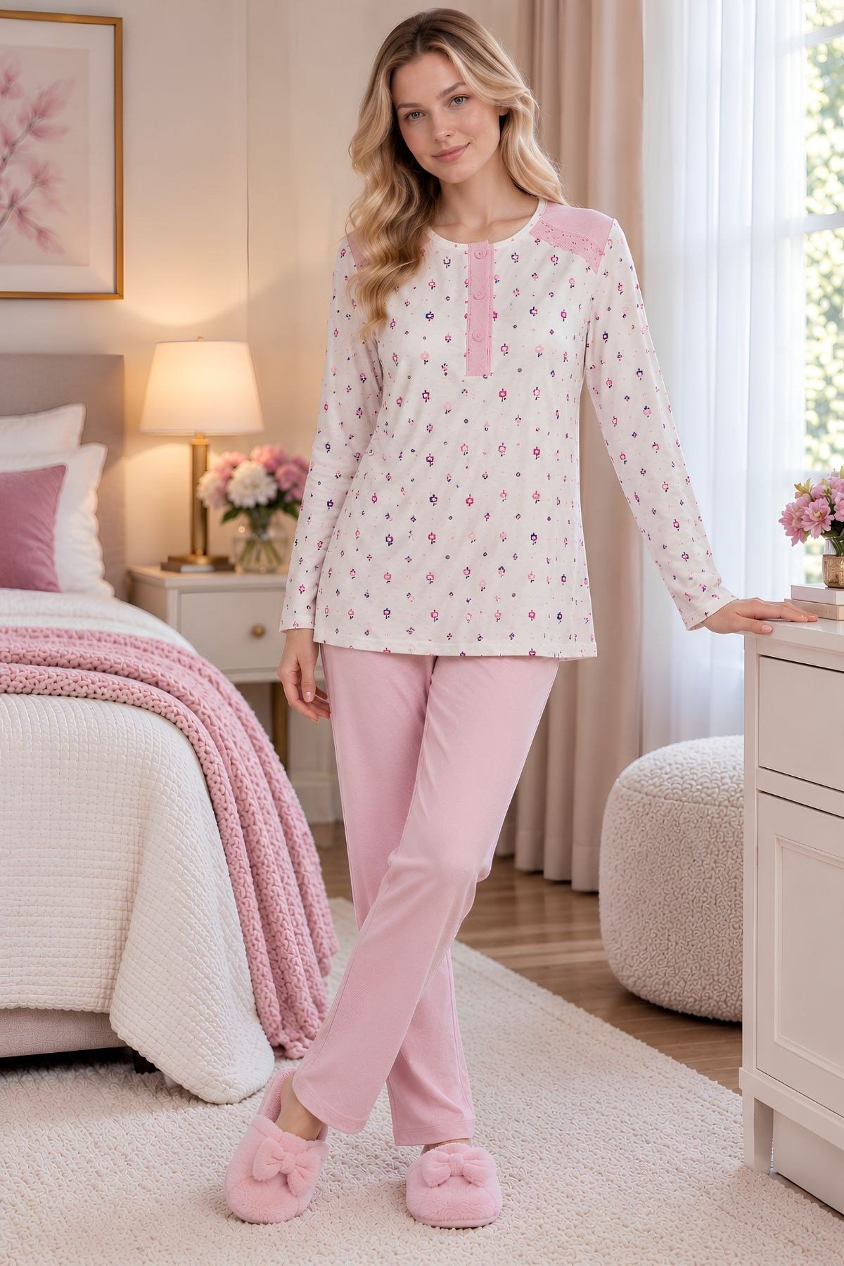 MECİT PİJAMAMecit 6355 Pembe Büyük Beden Kadın Pijama Takımı