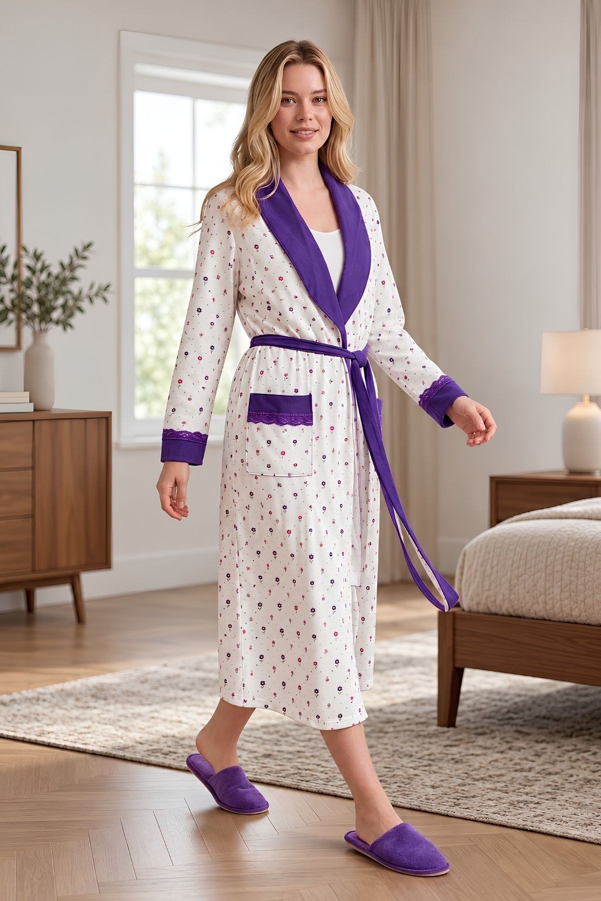 MECİT PİJAMAMecit 6360 Mor Kadın Sabahlık Pijama Gecelik Set