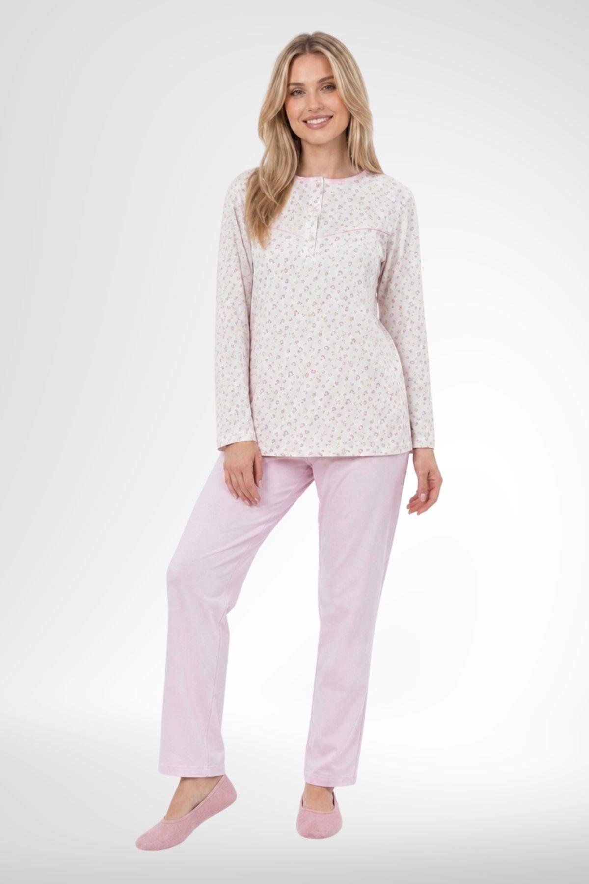 MECİT PİJAMAMecit 6361 Pembe %100 Pamuk Büyük Beden Kadın Pijama Takımı