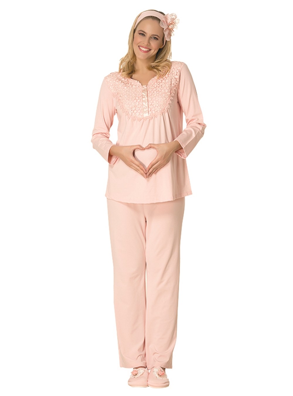 Şık Mecit 1705 Sabahlıklı Lohusa Pijama Takımı