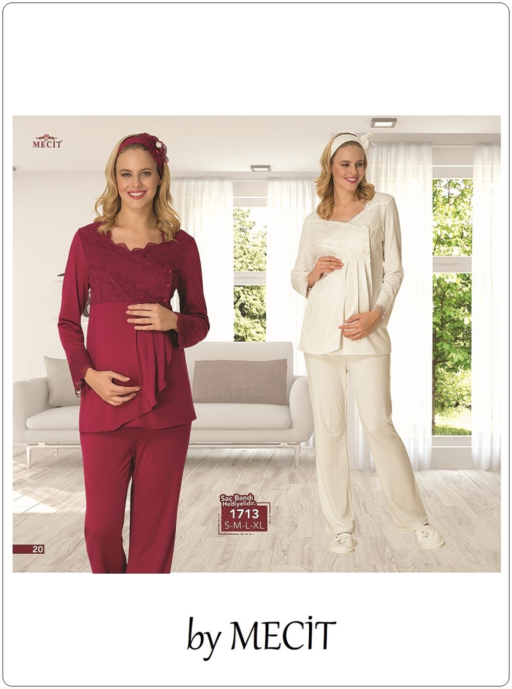 Şık Mecit 1713 Kruvaze Lohusa - Hamile Pijama Takımı