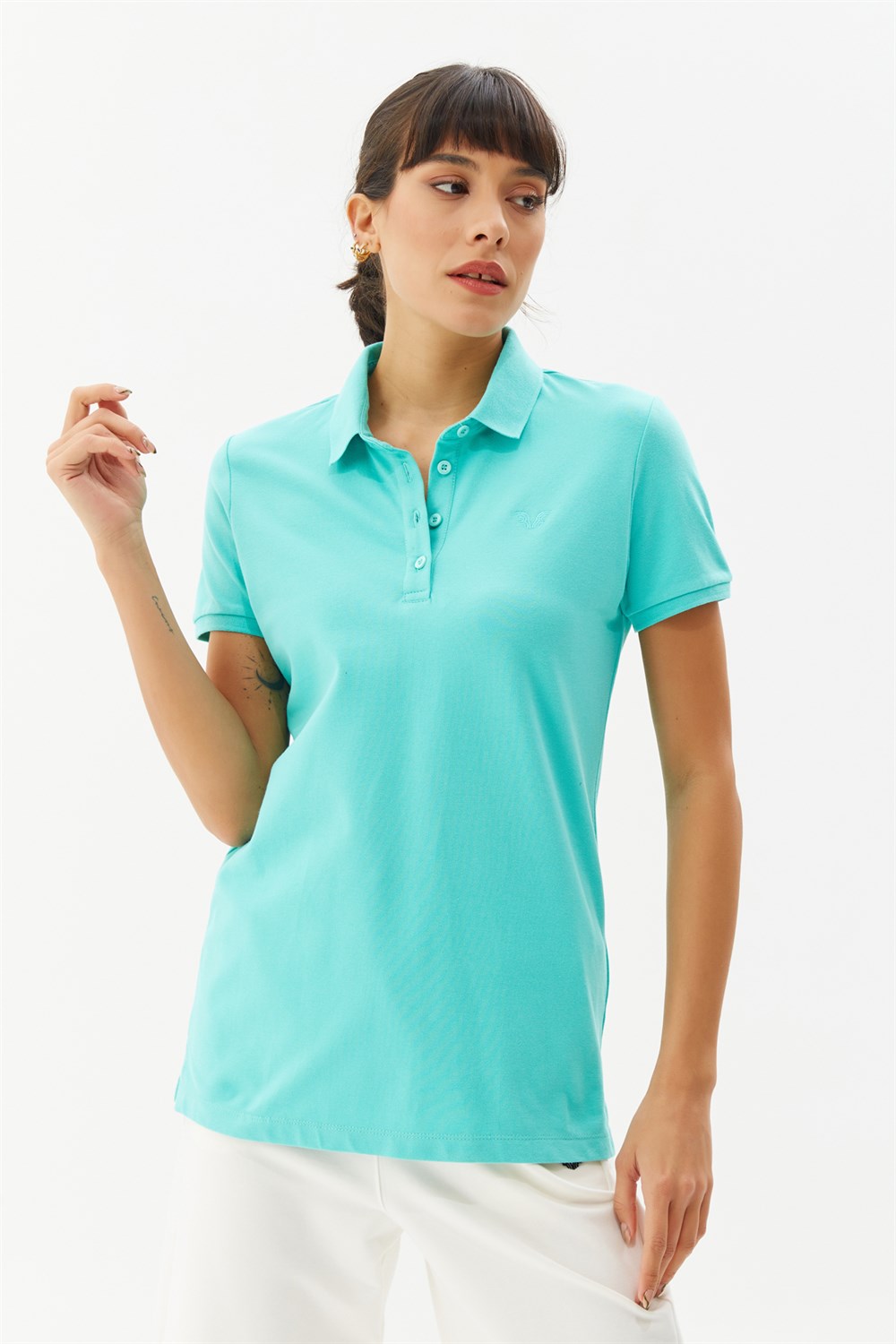 Bilcee Kadın Polo Yaka T-Shırt HS-8719