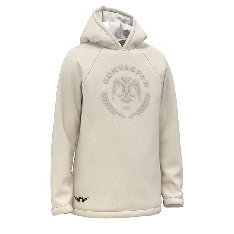 KABARTMA LOGOLU HOODIE KREM