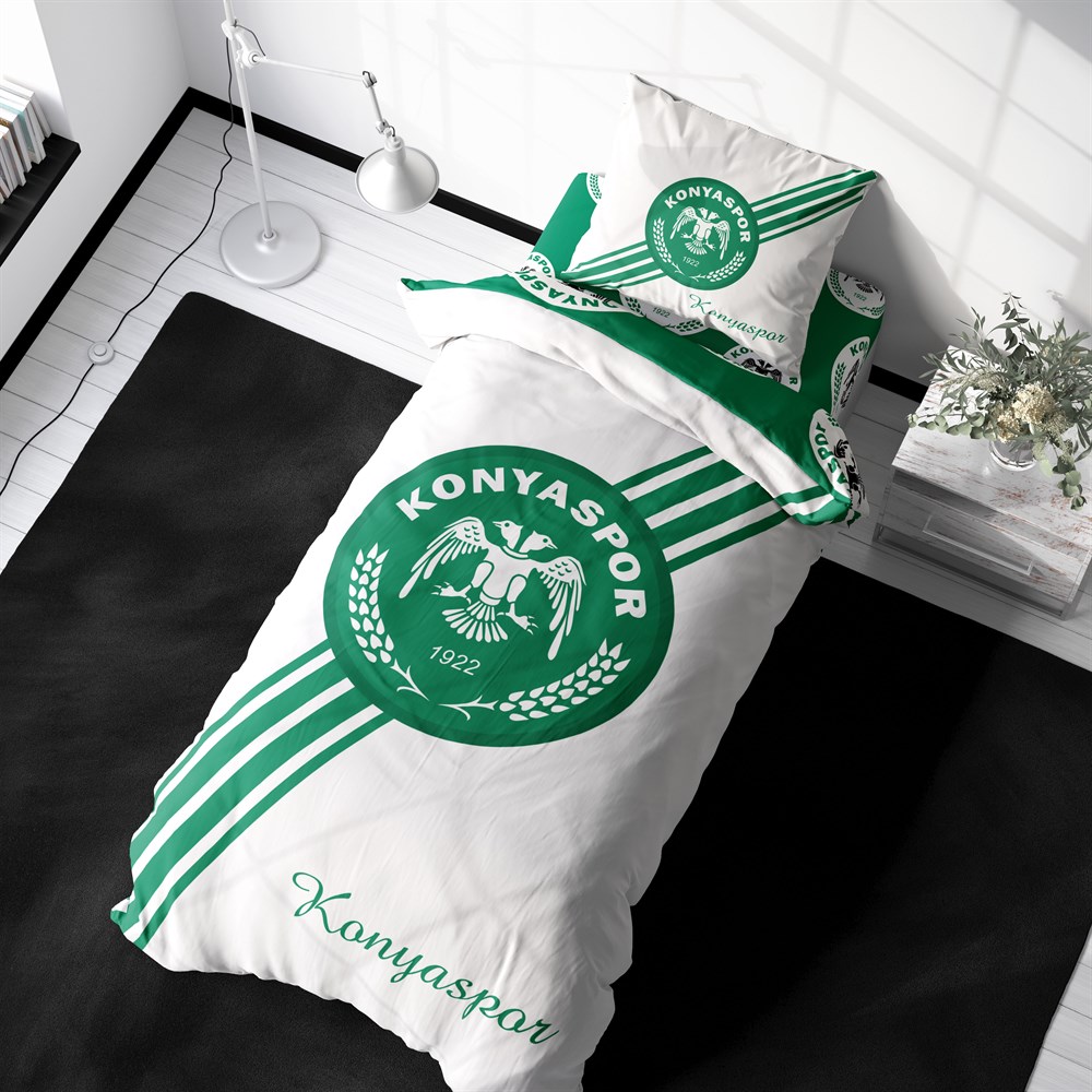 KONYASPOR BEYAZ TEK KİŞİLİK NEVRESİM TAKIMI