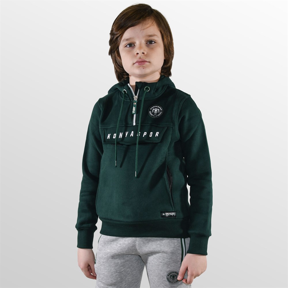 KONYASPOR KANGURU CEPLİ YEŞİL ÇOCUK SWEATSHİRT