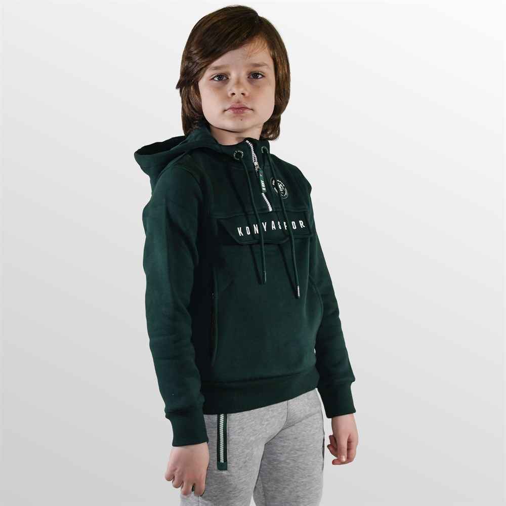 KONYASPOR KANGURU CEPLİ YEŞİL ÇOCUK SWEATSHİRT