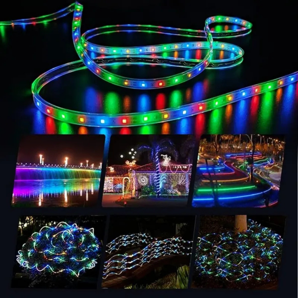 20Watt Güneş Panelli Solar 10 Metre Hortum Şerit Led  (RGB)