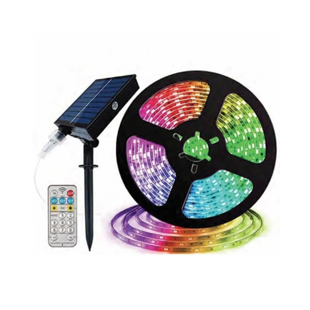20Watt Güneş Panelli Solar 10 Metre Hortum Şerit Led  (RGB)