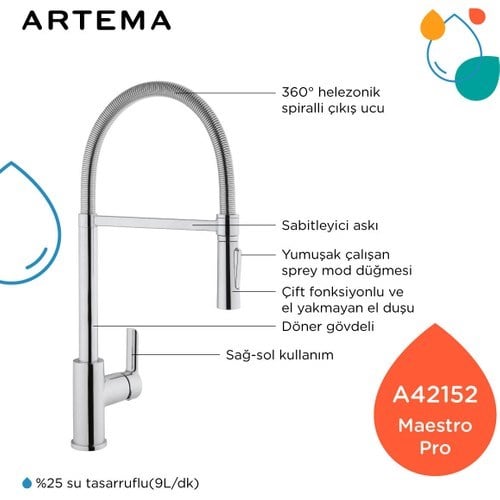 Musluk & BataryaARTEMAArtema Maestro Pro Eviye Bataryası A42152