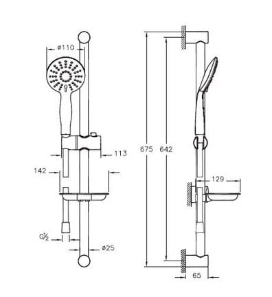 Musluk & BataryaARTEMAArtema Slim 3F Sürgülü El Duşu Takımı Krom A45678Sta