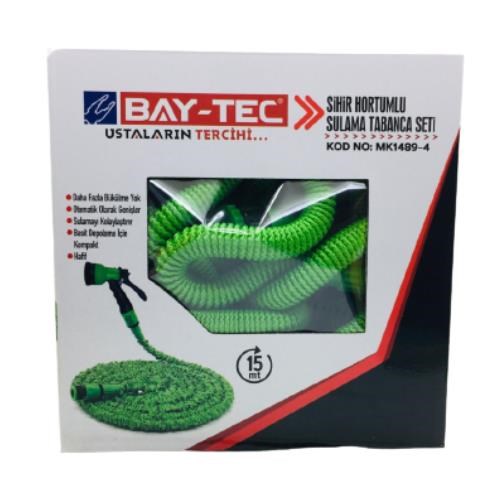 Tabanca ve Sprink ÇeşitleriBaytecBay-Tec MK1489-4 Sihir Hortumlu Sulama Tabancası Set Takımı 15Mt