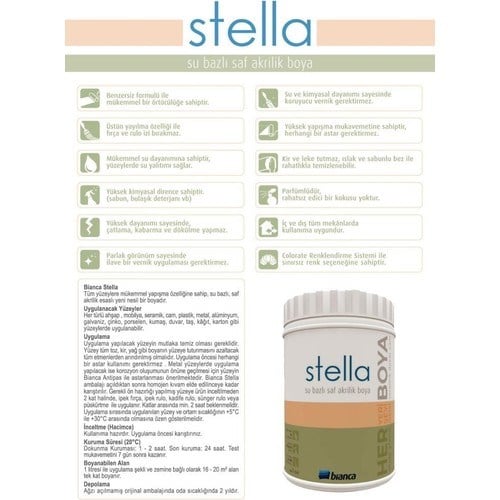  İç Cephe Duvar & Tavan BoyalarıStellaBianca Stella Gölgem 0.50 Lt