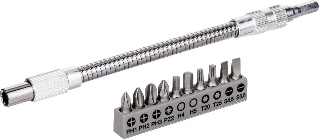 Zımpara & Uç ÇeşitleriBOSCHBosch 10 Parça Vidalama Ucu Seti + Uzatma Adaptörü 200mm