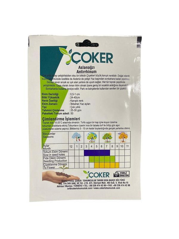Çiçek TohumlarıÇokerÇoker Aslanağzı Çiçek Tohumu