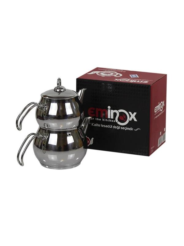 Mutfak AkseuarEminoxEminox Aile Küre Çelik Çaydanlık Metal Kulplu