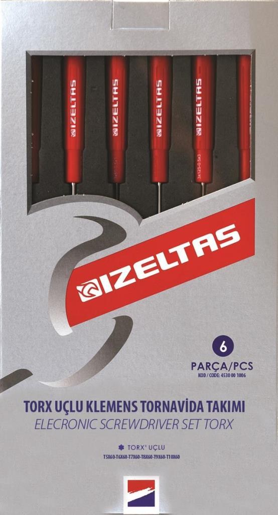 Tornavida ÇeşitleriİZELTAŞİzeltaş 4530 00 1006 Elektronikçi Tip Klemens Torx Uçlu Tornavida Seti 6 Lı