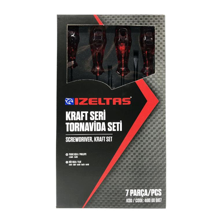 Tornavida ÇeşitleriİZELTAŞİzeltaş Kraft Seri Tornavida Seti 7 Parça 4100008107
