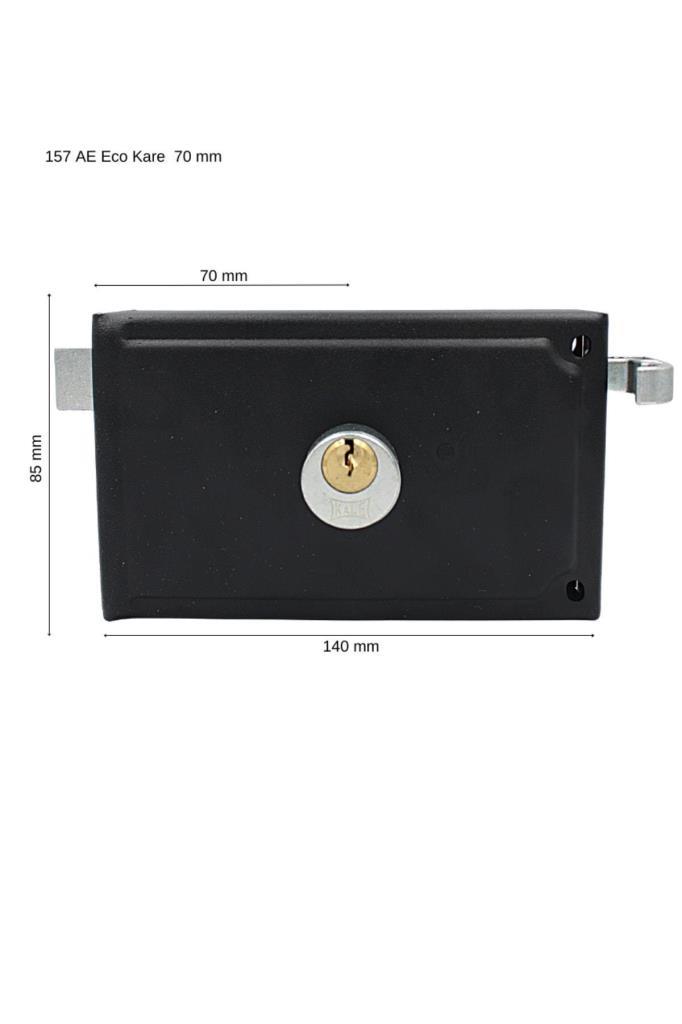 Kilit ÇeşitleriKALEKale 157AE Silindirli Tirajlı Demir Kapı Kilidi Köşeli Siyah Eco 14mm 52mm