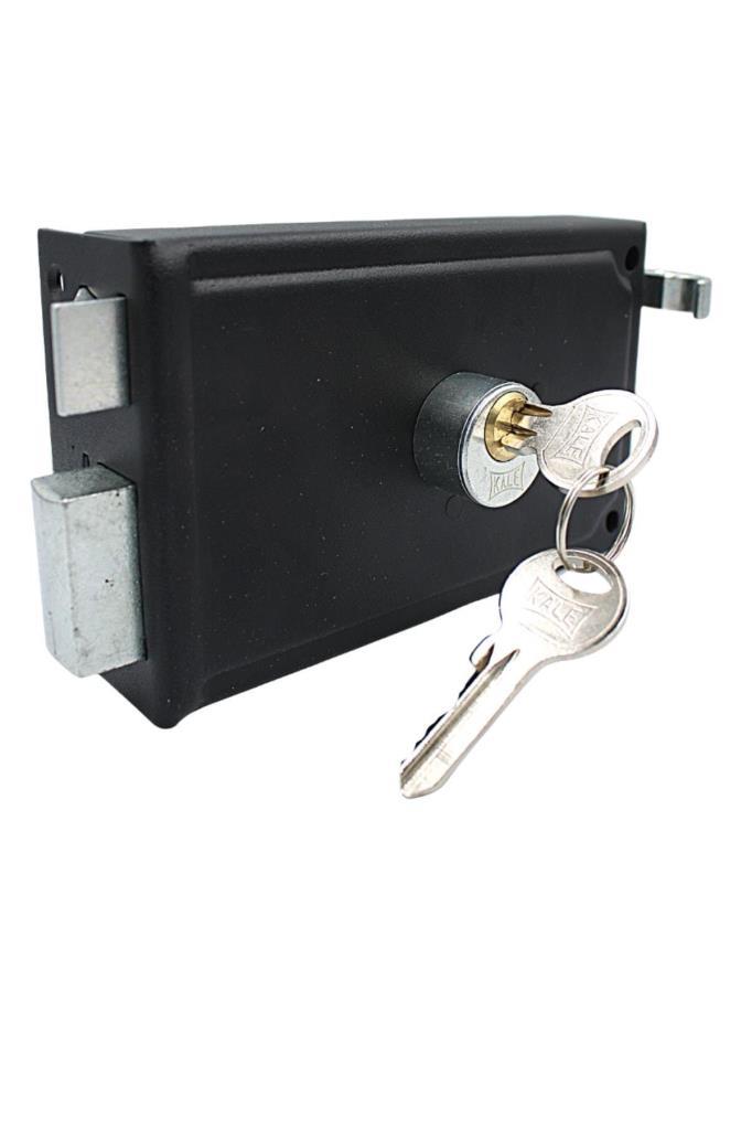 Kilit ÇeşitleriKALEKale 157AE Silindirli Tirajlı Demir Kapı Kilidi Köşeli Siyah Eco 14mm 52mm