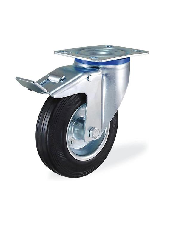 İnşaat MalzemeleriKAMAKama Frenli Oynak Tablalı 100x30 mm Teker Siyah Burçlu Ağır Yük Tekeri