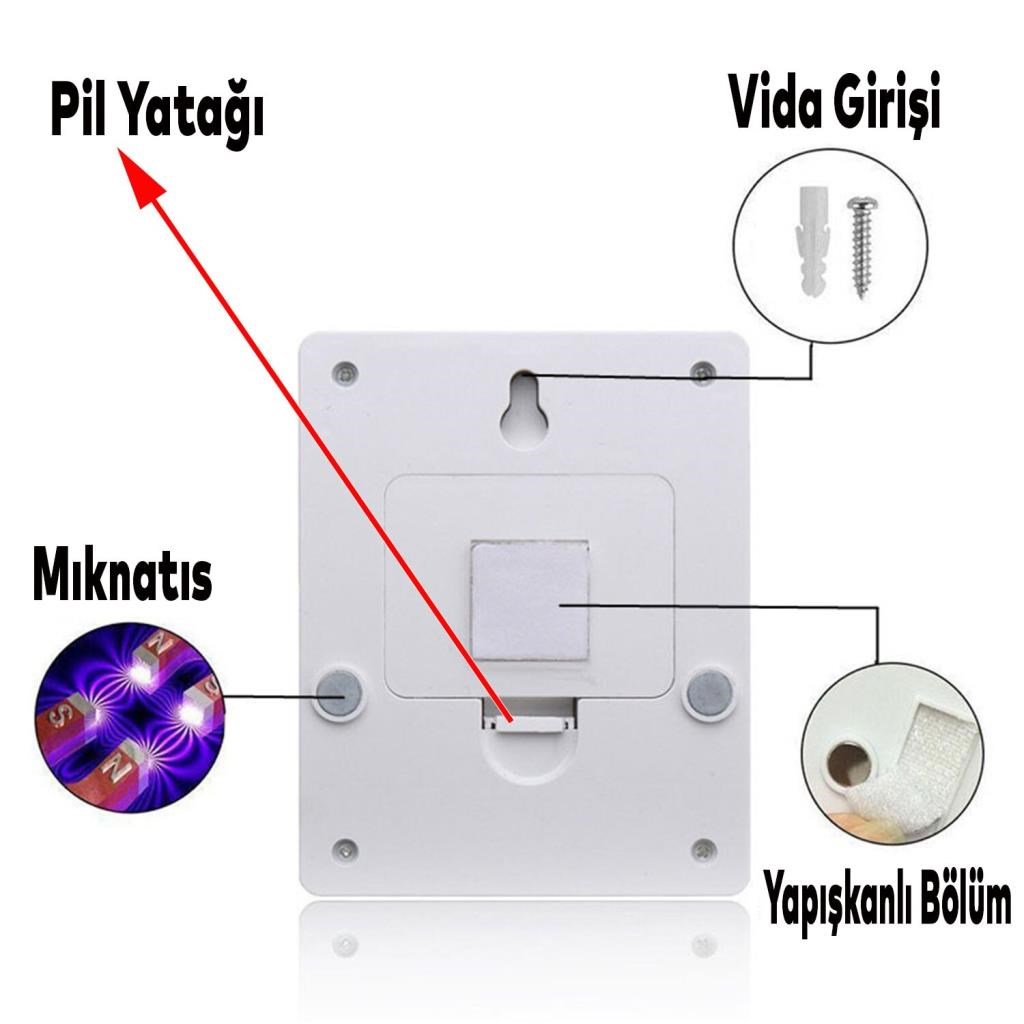 Aydınlatma ÜrünleriKLAUSKlaus Yapışkanlı Gece Lambası Açılıp Kapanan Tasarruflu Led Lamba 6400K 1 W