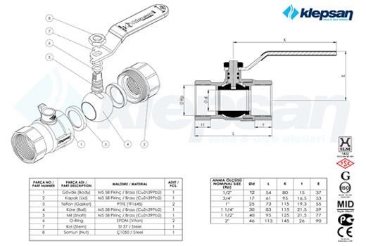 Tesisat MalzemeleriKlepsanKlepsan Doğalgaz Vana Mop 5-20 3/4