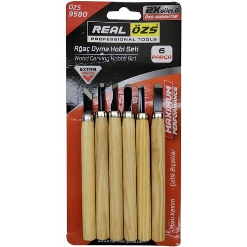Yan keski & Pense & KargaburunRealözsRealözs Ağaç Oyma Hobi Seti 6 Parça