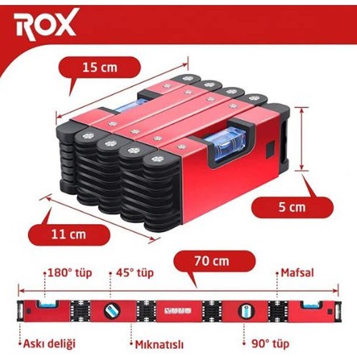 Ölçü Aletleri & TerazilerROXRox Katlanır Su Terazisi 70 cm