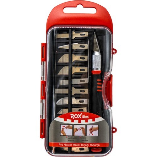 Tornavida ÇeşitleriROXRox Wood 0180 Ahşap Ve Maket Hobi Bıçak Seti 15 Parça
