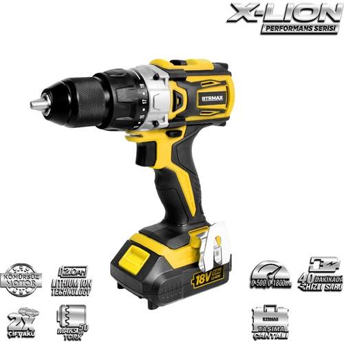 Matkap ÇeşitleriRtrmaxRtrmax Rtx2013 18V Çift Akülü Kömürsüz Matkap