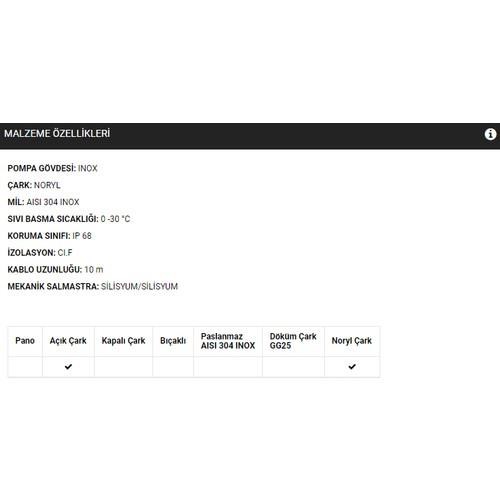 ElektrikliSumakSumak Sdf6 0.37 Paslanmaz Gövdeli Dalgıç Pompa