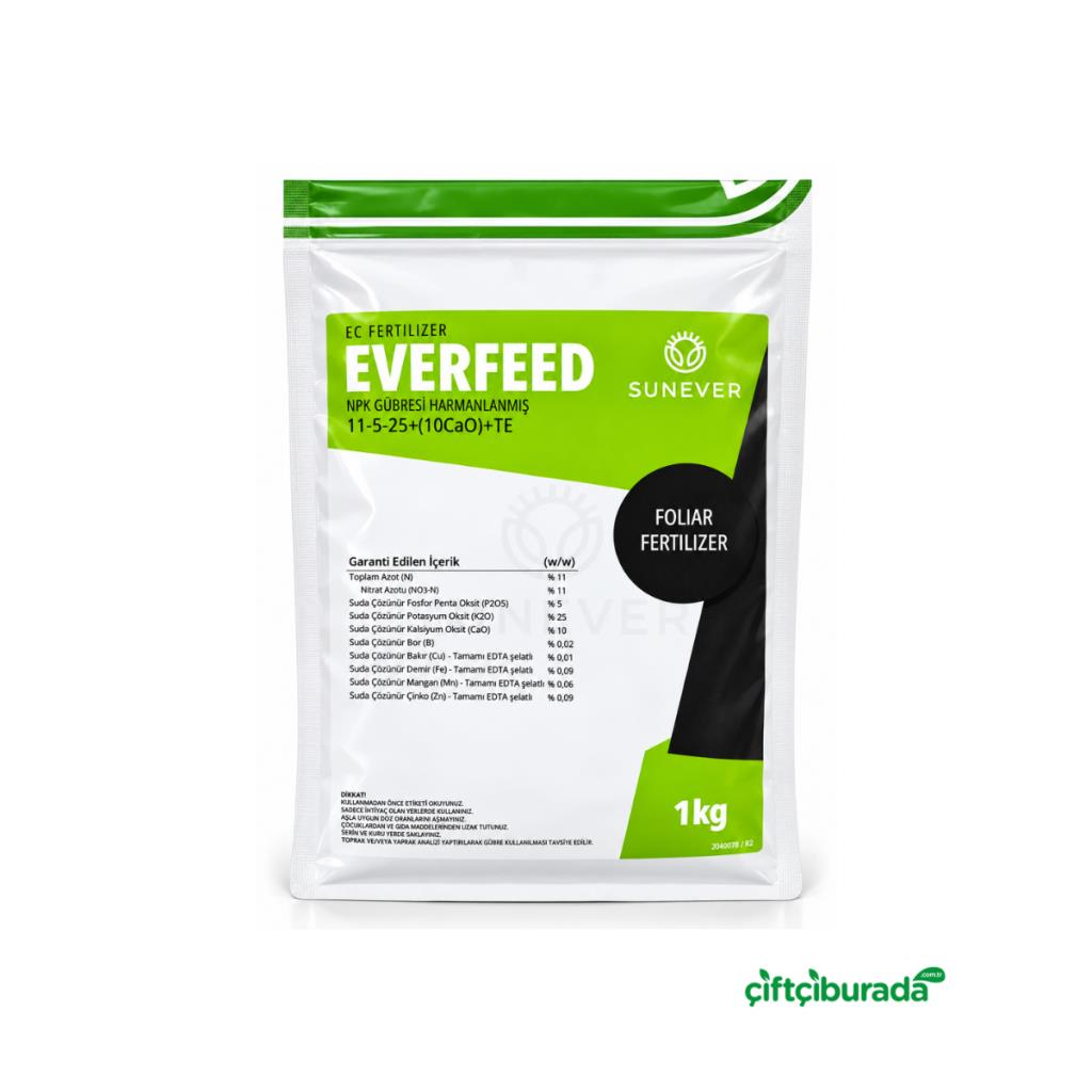 Kimyasal GübrelerSuneverSunever Everfeed 11-5-25 + 10 CaO Yaprak Gübresi 1 kg