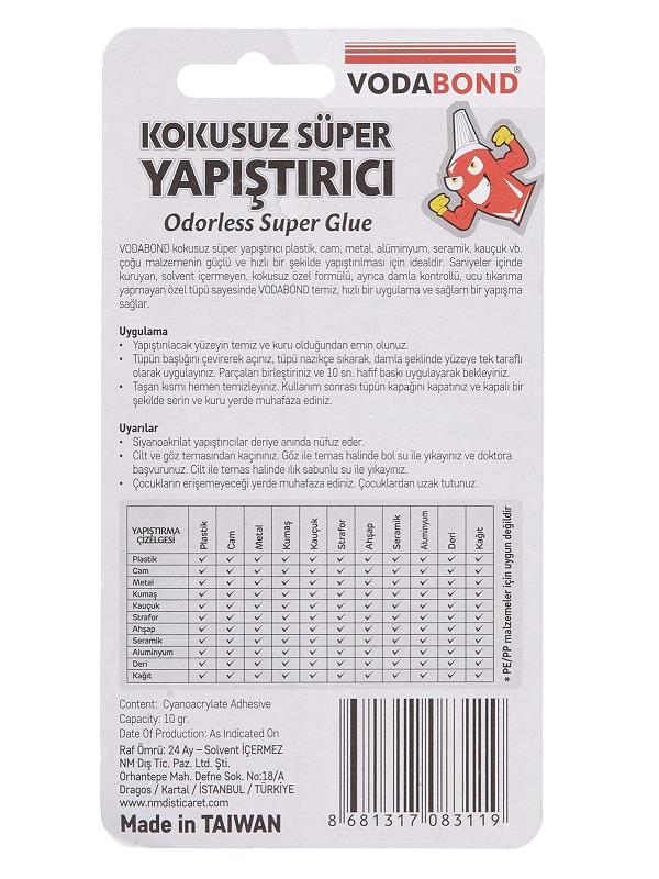 Fırça, Rulo & AksesuarVODABONDVodabond Kokusuz Süper Hızlı Yapıştırıcı 10 gr