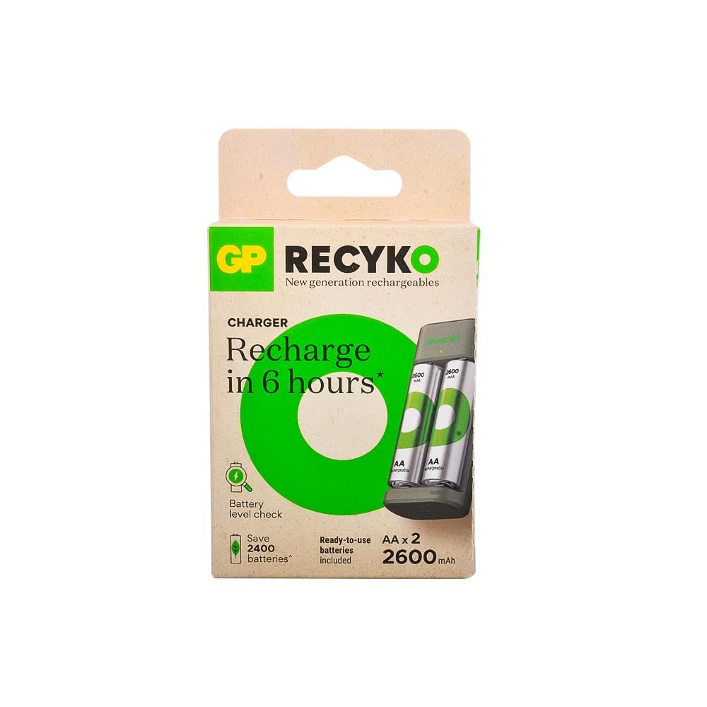 GP E221 2x2600 mAh AA Pil + USB Şarj Cihazı 2li Slot