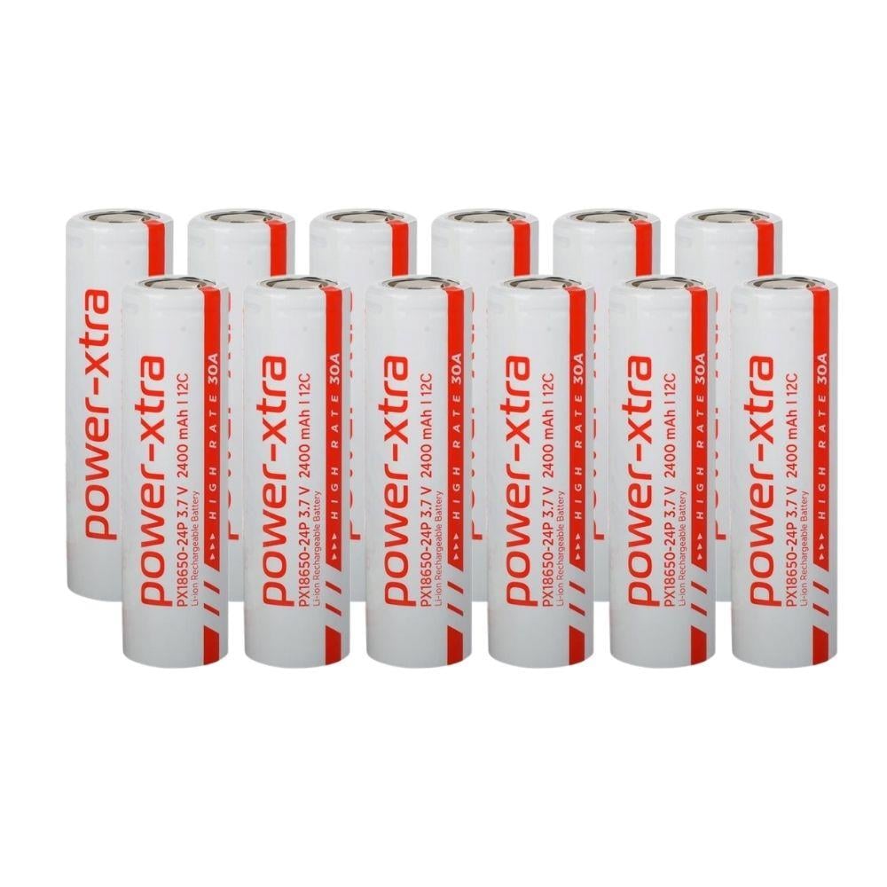 Power-Xtra PX18650-24P - 3.7V 2400 Mah Li-ion Şarjlı Pil - 12C - 30A  12 Li Paket