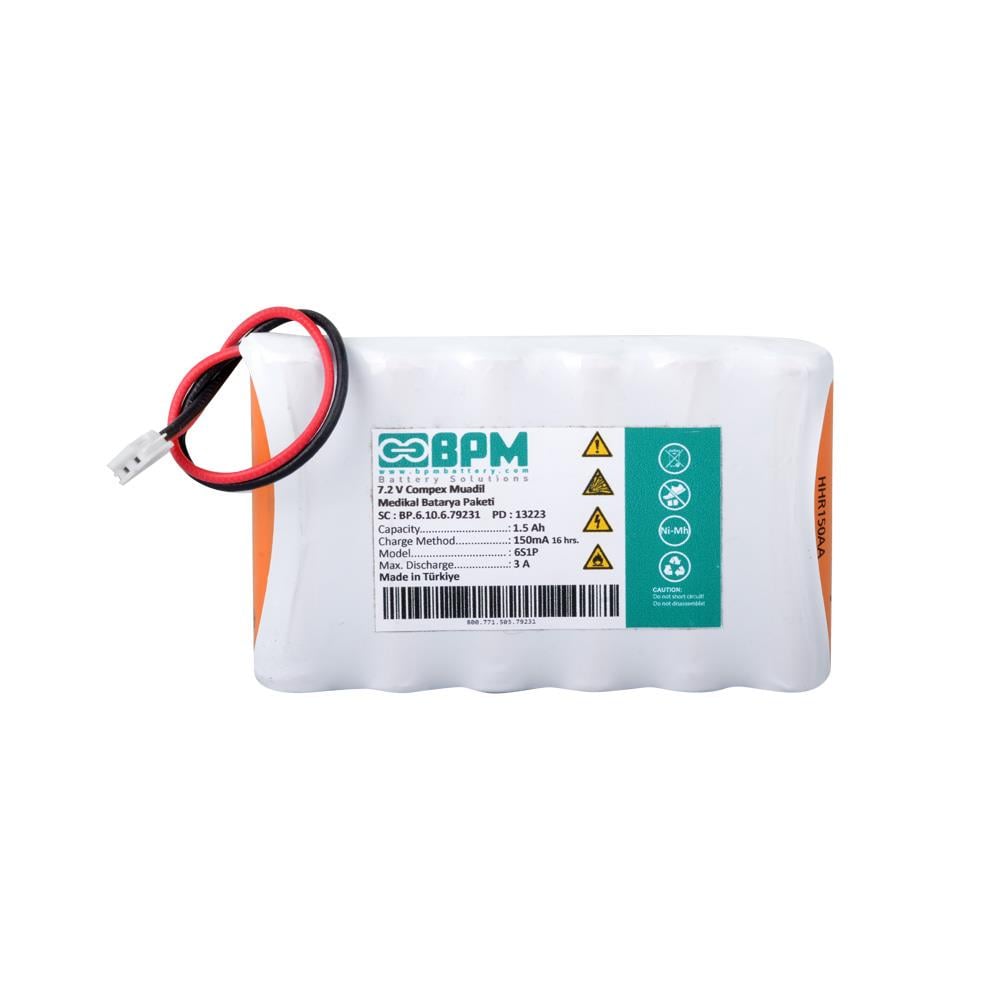 BPM IS105004 7.2 Volt 1500 mAh Ni-Mh Compex Muadil Medikal Batarya Paketi