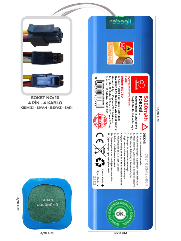 Fakir Robert RS 780 5800mAh Uyumlu Robot Süpürge Pili C5810BS-Fak-004