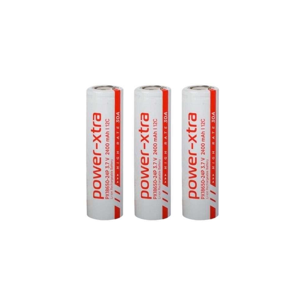 Power-Xtra PX18650-24P - 3.7V 2400 Mah Li-ion Şarjlı Pil - 12C - 30A  3 Lü Paket