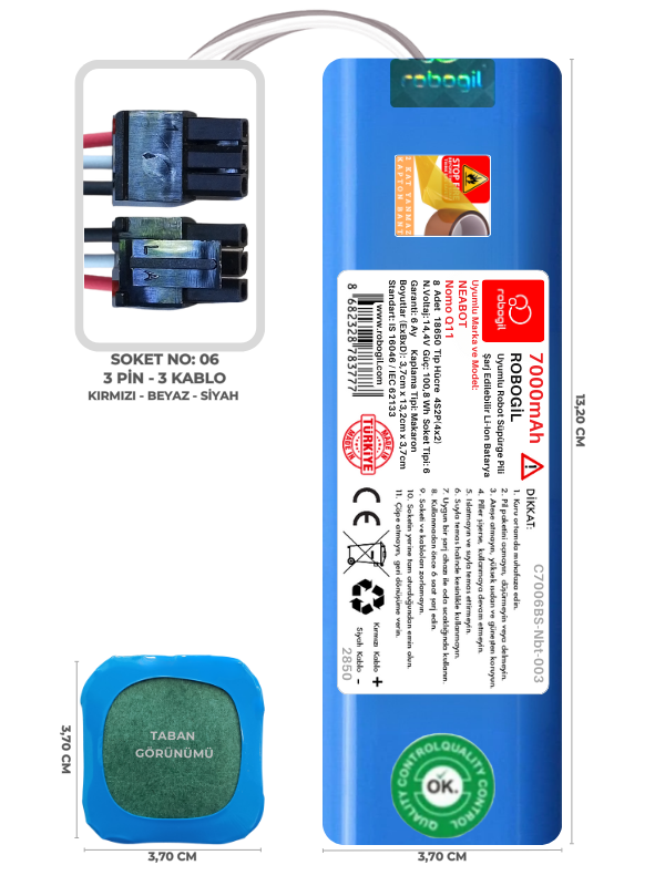 Neabot Nomo Q11 7000mAh Uyumlu Robot Süpürge Pili C7006BS-Nbt-003
