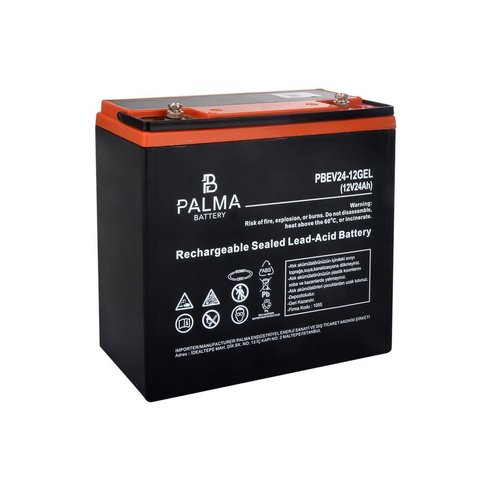 Outdo 6-DZF-24 12V 24Ah Jel Elektrikli Bisiklet Aküsü F6 - (M6 Bolts)