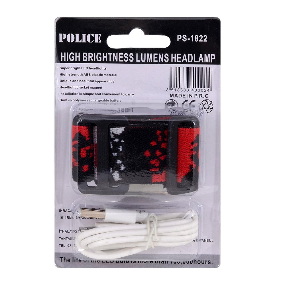 Police PS-1822 Top Magnet Şarjlı Kafa Feneri