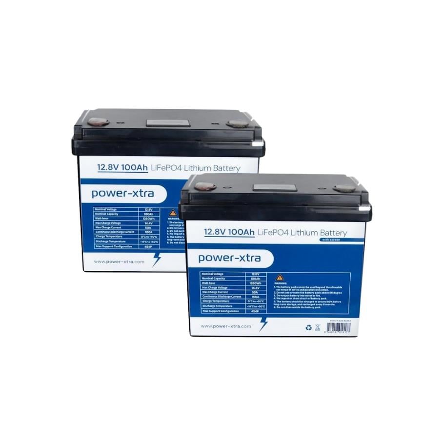 Power-Xtra 12.8V 100Ah LiFePO4 Lityum Akü - Ekranlı - Siyah Kutu 2 li